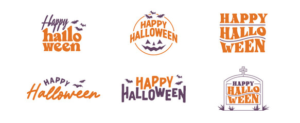 Happy Halloween lettering. Holiday lettering for banner, poster, greeting card or party invitation. Vector illustration.