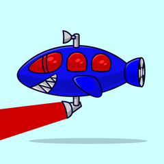 submarine illustration, submarine element, suitable for the needs of social media post elements, flayers, children's books and etc...