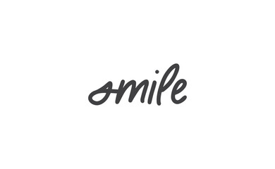 Smile text lettering, hand drawn style phrase. Positive quote.
