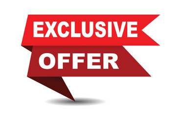 Exclusive Offer Vector Illustration. Exclusive Offer red vector banner ribbon with white background.