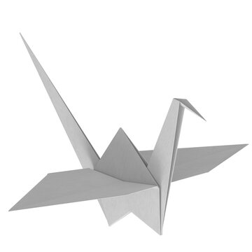 3d rendering illustration of an origami paper crane
