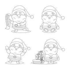 A collection outline of the character of Santa Claus. Christmas.