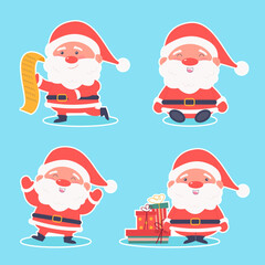 A set of Santa Claus character stickers. Christmas.