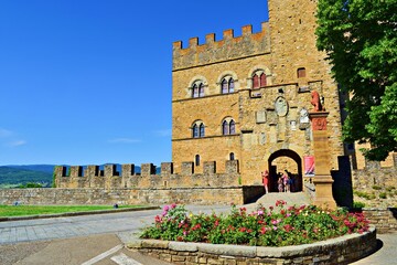 view of the medieval castle of the Conti Guidi in Poppi in the city of Arezzo in Tuscany, Italy
