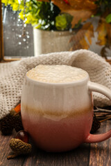 Cup od coffee in the autumn morning