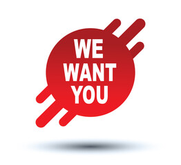 Vector Illustration we want you. Red vector design with white background.