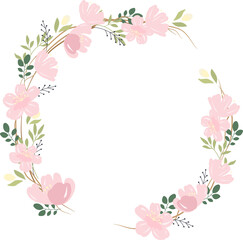 Fototapeta na wymiar beautiful pink sakura or cheery blossom flower wreath frame