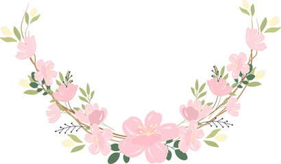 beautiful pink sakura or cheery blossom flower wreath frame