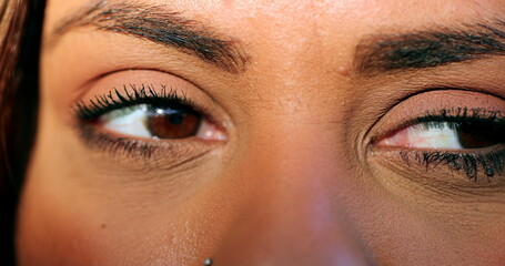 Black woman eyes macro close-up, African mixed race