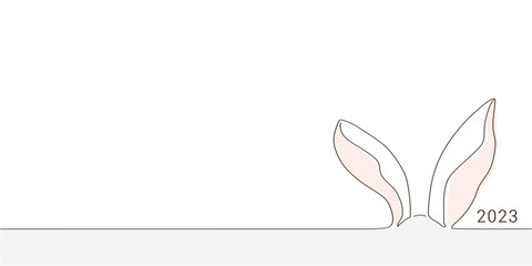 Rabbit ears. Simple one line style. Rabbit icon. Black and white minimal concept vector illustration