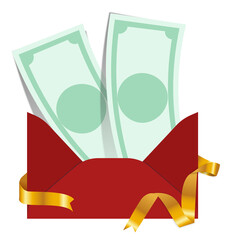 Red envelope with gold ribbon