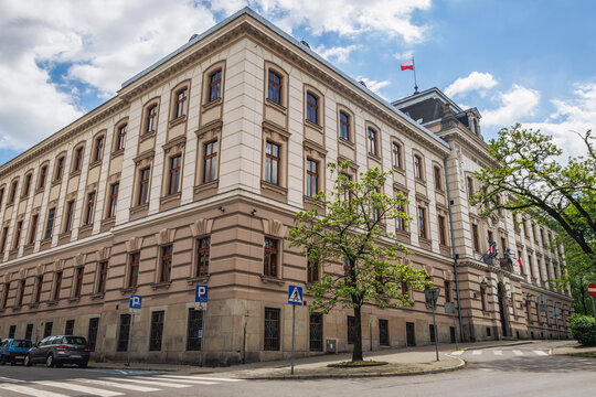 Cieszyn, Poland - May 21, 2022: Regional Court building in historic part of Cieszyn
