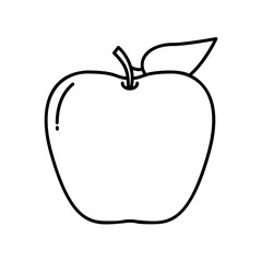 Apple icon for food or fresh fruit in black outline style