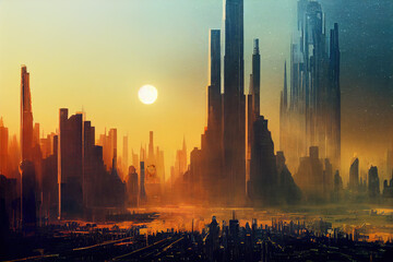 Futuristic city landscape of the future