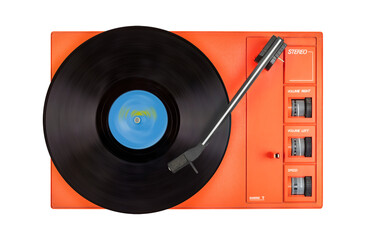 Vintage seventies orange record player - 536110553