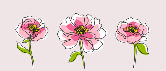 Flower vector illustration - Blooming flowers
- One line art drawing