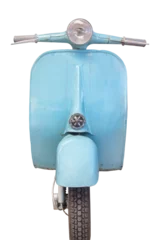 Fotobehang Front view of a vintage blue scooter © Martin Bergsma