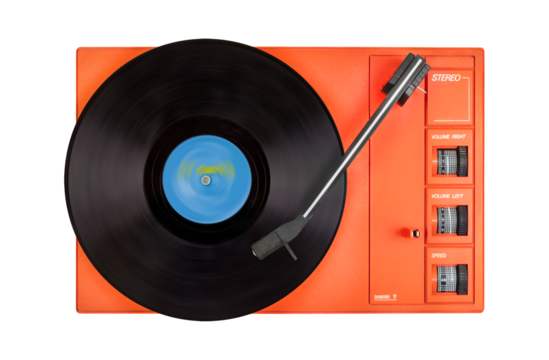 Vintage seventies orange record player