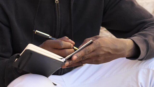 Black and writing close up
