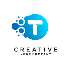 Letter T logo With Dot vector graphic alphabet symbol.