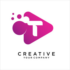 Letter T logo With Dot vector graphic alphabet symbol.