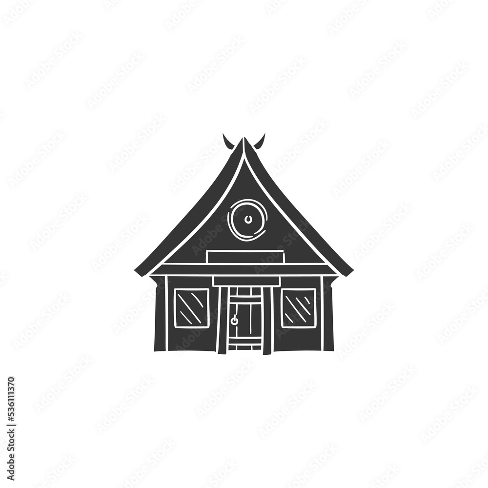 Canvas Prints traditional building icon silhouette illustration. nordic vector graphic pictogram symbol clip art. 