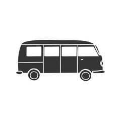 Retro Van Icon Silhouette Illustration. Transport Vector Graphic Pictogram Symbol Clip Art. Doodle Sketch Black Sign.