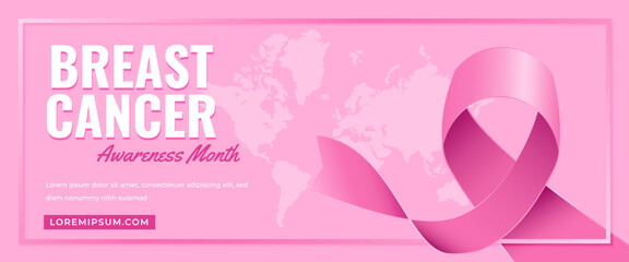 Breast cancer awareness month horizontal banner template design