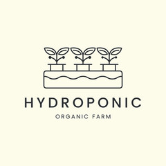 hydroponic line art logo vector template illustration design. organic farm logo concept