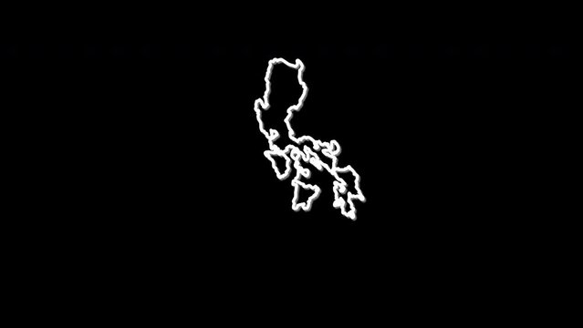 Philippines map, country territory outline self drawing animation. Line art.
