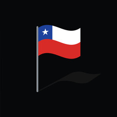 Chile flag on pole vector graphics
