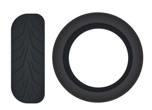 Motorcycle tires front and side view. vector illustration