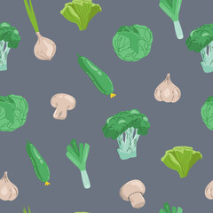 Vector Seamless Pattern with Hand Drawn White Champignon. Cartoon Champignon Mushrooms. Design Template, Clipart. Agaricus Campestris