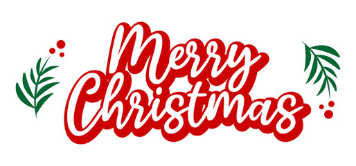 Naklejka na ściany i meble merry christmas lettering. Seasonal greeting card template. celebration holiday xmas. A calligraphic hand written inscription