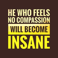Fototapeta na wymiar He who feels no compassion will become insane. motivational, success, life, wisdom, inspirational quote poster, printing, t shirt design
