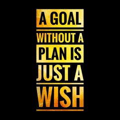 Top motivation and inspirational quote. A goal without a plan is just a wish