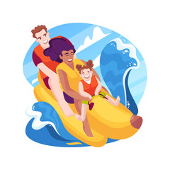 Banana boat isolated cartoon vector illustration.