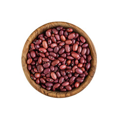 organic red beans in wooden bowl