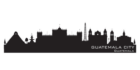 Obraz premium Guatemala city skyline vector silhouette