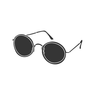 Retro Sunglasses Icon Silhouette Illustration. Eyeglasses Vector Graphic Pictogram Symbol Clip Art. Doodle Sketch Black Sign.