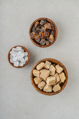 Three different types of sugar