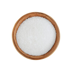 White sugar in wooden bowl