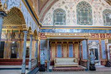 Rich decorated interior of the Topkapi palace in Istanbul, Turkey, Middle East