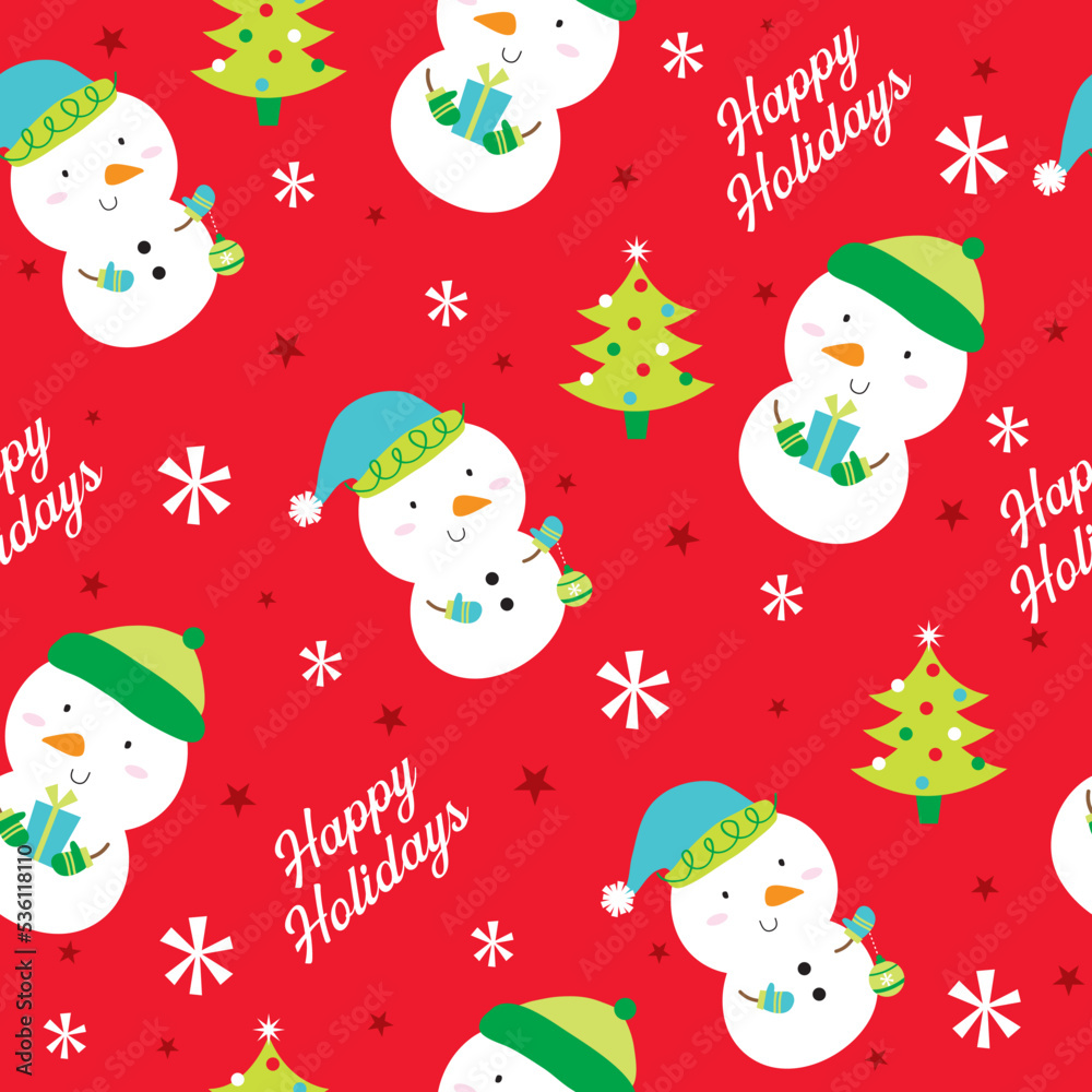 Sticker christmas seamless pattern with snowman design