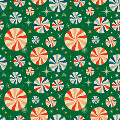 Vintage retro pattern with Christmas sweets. Christmas background 