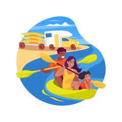 Canoe campground delivery isolated cartoon vector illustration.