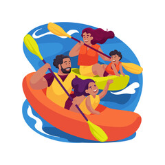 Kayaking isolated cartoon vector illustration.