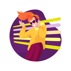 Listening to electronic music isolated cartoon vector illustration.