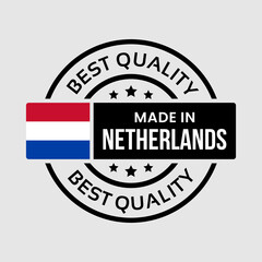 made in Netherlands badge icon stamp logo with flag. vector illustration