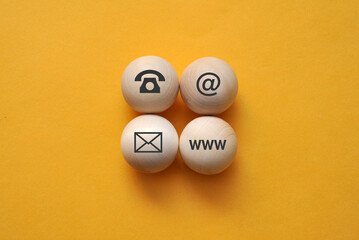 Icons of business communication on paper circles. The symbol of working in the network